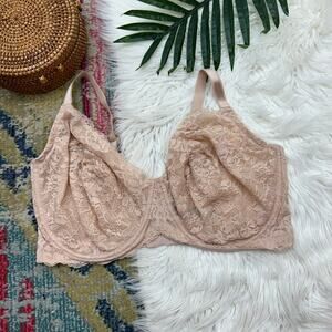 Torrid Nude Lace Sheer Mesh Bra Plus Size 42G Sexy Neutral